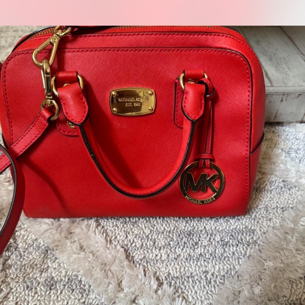 Michael Kors orange Satchel Bag with Gold Accents